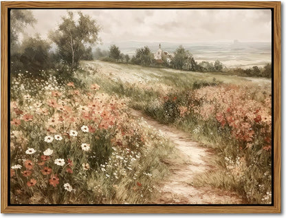 Vintage Framed Wall Art for Living Room – Vintage Wildflower Pictures Oil Paintings Canvas Prints – Country Flower Modern Farmhouse Wall Decor for Bathroom Bedroom Home Office – 12x16in