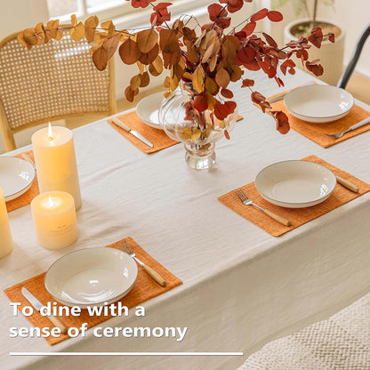Home Brilliant Cloth Placemats Set of 8 Heat Resistant Dining Table Place Mats for Fall Kitchen Table Dinner Party Halloween Decorations, 13 x 19 inches, Orange