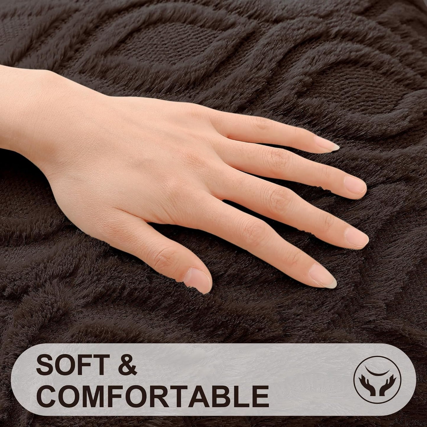 decorUhome Throw Pillow Covers 18x18 Inch Set of 2, Soft Plush Decorative Faux Fur Dark Brown Solid Couch Pillow Covers, Accent Farmhouse Neutral Square Euro Pillow Cases for Sofa Bed Living Room