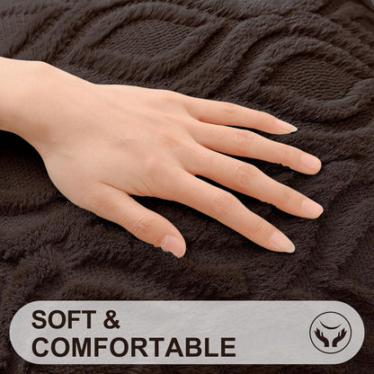 decorUhome Throw Pillow Covers 18x18 Inch Set of 2, Soft Plush Decorative Faux Fur Dark Brown Solid Couch Pillow Covers, Accent Farmhouse Neutral Square Euro Pillow Cases for Sofa Bed Living Room