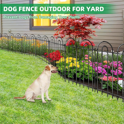 25 Panels Decorative Garden Fence, 24 in(H) X 50 ft(L) No Dig Dog Fence Outdoor for Yard, Rustproof Metal Garden Fencing Animal Barrier Border with Ground Stakes, Temporary Fencing for Patio Outdoor