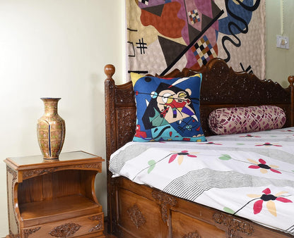 Kandinsky Modern Pillow Cover - Blue Harmony | Abstract, Contemporary, Mid Century Chair Cushion | Handmade Wool Size 18x18