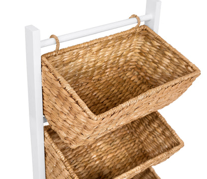 BIRDROCK HOME 3 Tier Abaca Storage Cubby (Natural) - 3 Baskets Made of Durable Seagrass Fiber