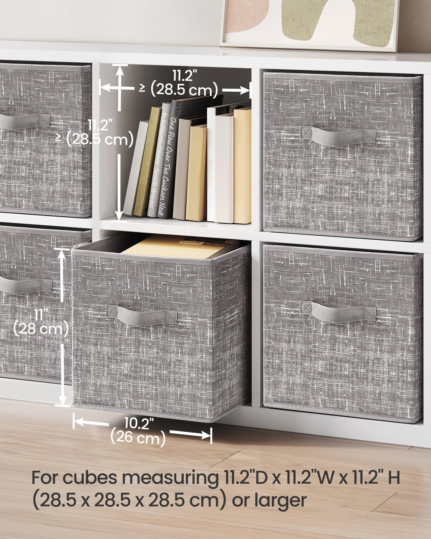 SONGMICS Storage Cubes, 11-Inch Non-Woven Fabric Bins with Double Handles, Set of 6, Closet