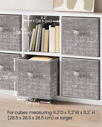 SONGMICS Storage Cubes, 11-Inch Non-Woven Fabric Bins with Double Handles, Set of 6, Closet