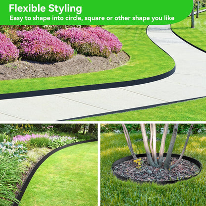 2" Tall 40ft No Dig Landscape Edging Border with 60PCS 8" Plastic Spikes & 4 PCS Connectors - Garden Lawn Edging Kit with a Shears for Landscaping, Lawn, Flower Beds and Yard