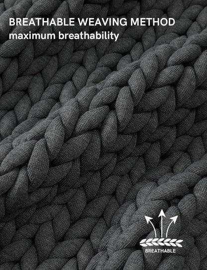 YnM Chunky Throw Blanket, Medium-Weight, Hand Knitted, Skin Friendly, Ventilated and Breathable, Machine Washable, Home Décor Piece for Couch, Sofa and Bed (Charcoal Grey, 60x80 Inch)