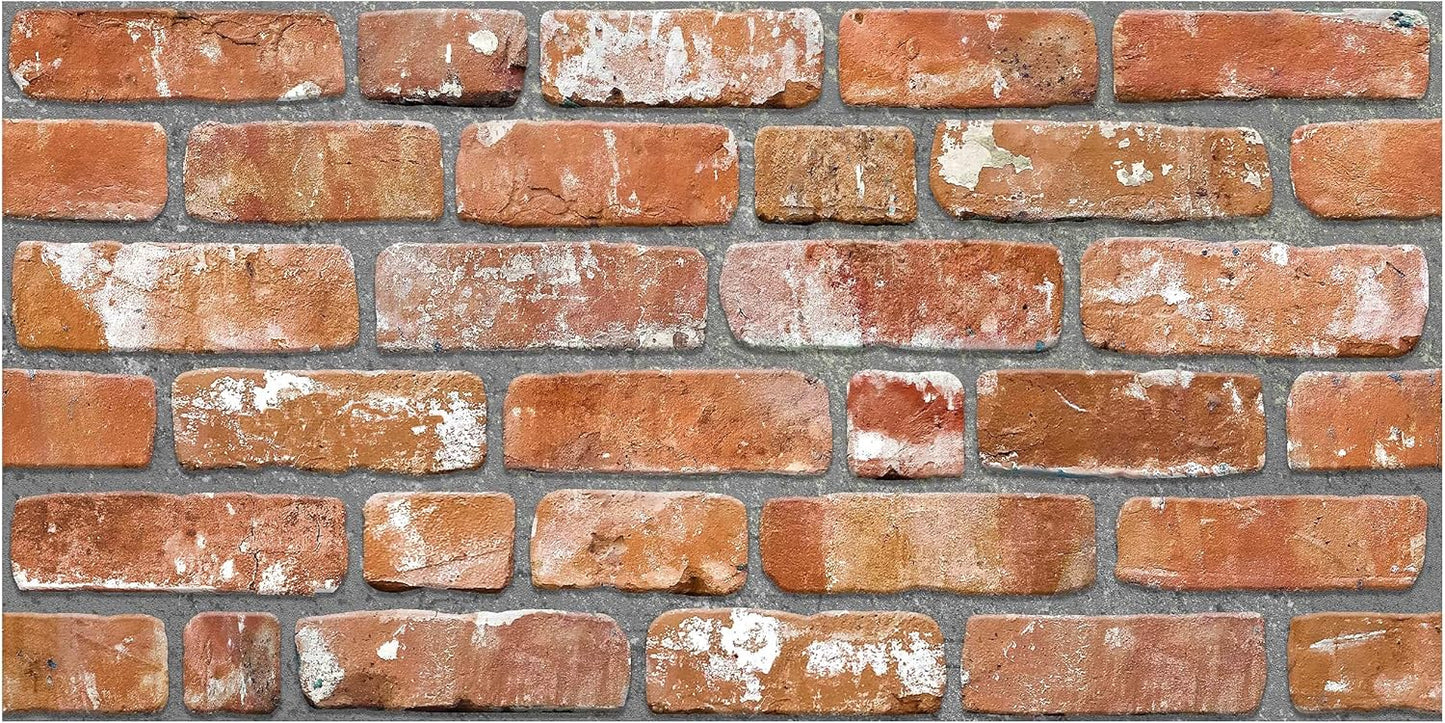 Dundee Deco 3D Wall Panels Faux Brick - Cladding, Red Orange Stone Look Wall Paneling, Styrofoam Facing for Living Room, Kitchen, Bathroom, Balcony, Bedroom, Set of 10, Covers 54 sq ft