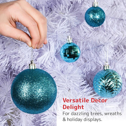 Prextex Christmas Tree Ornaments - Blue Christmas Ball Ornaments Set for Christmas, Holiday, Wreath & Party Decorations (36 pcs - Small, Medium, Large) Shatterproof
