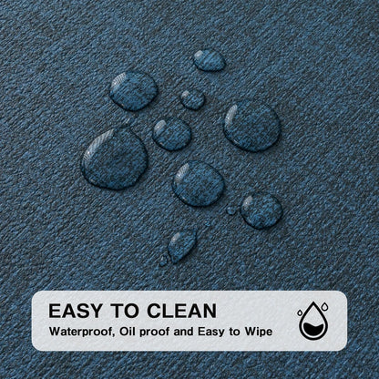 Chrysameld Vinyl Placemats Set of 8 - Faux Leather 100% Waterproof Oil-Proof Wipeable PU Place Mats, Heat Resistant Anti Slip Reversible Table Mats for Indoor & Outdoor Use,(17×12Inch, Navy Blue)