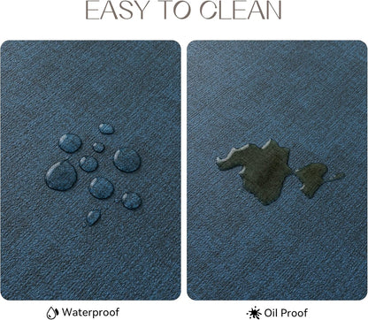 Romanstile Vinyl Placemats Set of 6-12 X 18 Inch - Heat Resistant Place Mats 100% Waterproof Oilproof Wipeable Reversible Faux Leather Table Mats for Kitchen/Dining/Party/Outdoor, Navy Blue