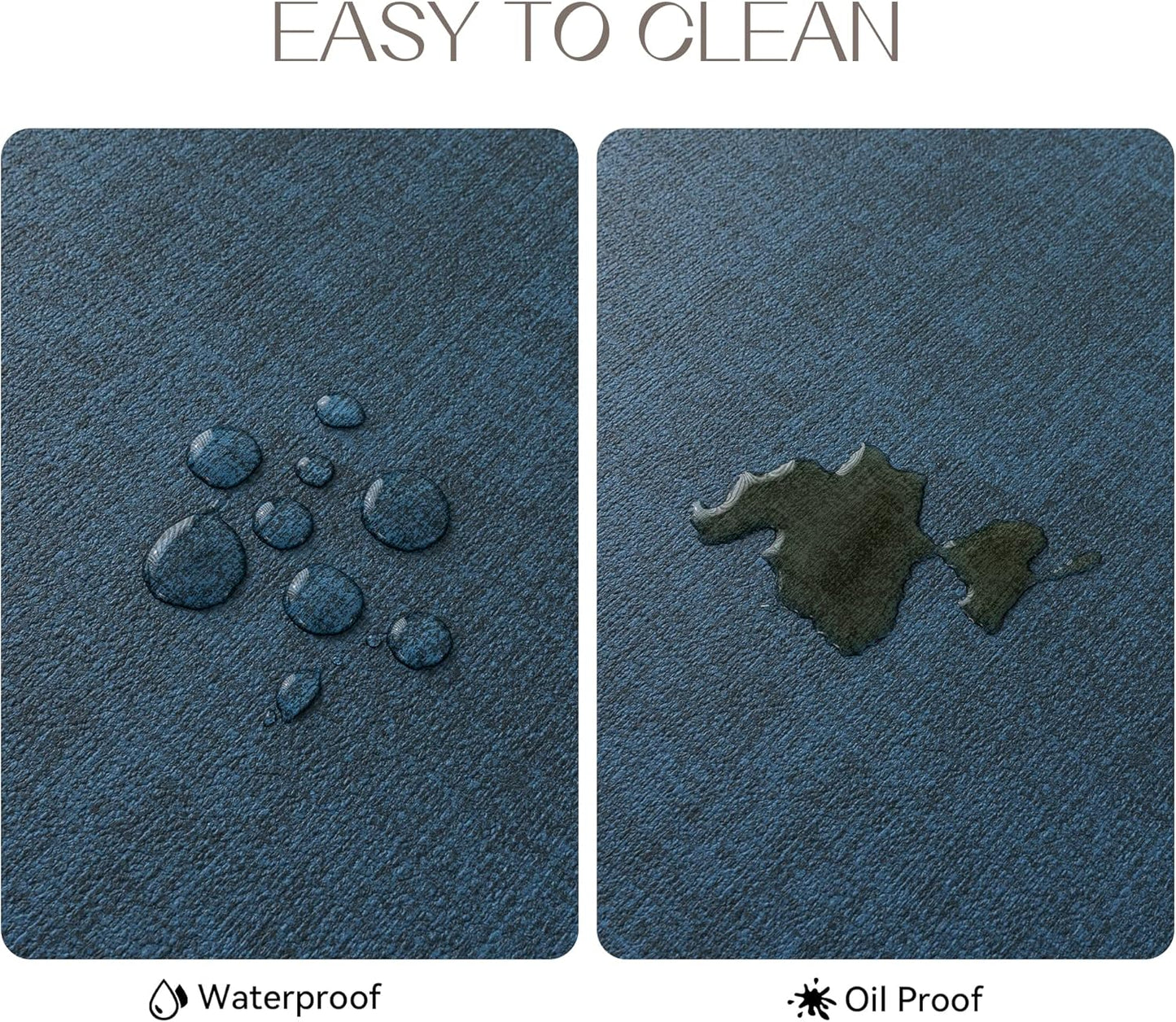 Romanstile Vinyl Placemats Set of 12-12 X 18 Inch - Heat Resistant Place Mats 100% Waterproof Oilproof Wipeable Reversible Faux Leather Table Mats for Kitchen/Dining/Party/Outdoor, Navy Blue