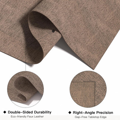 DOLOPL Placemats Set of 12, Reversible Wipeable & Heat Resistant Place Mats, Modern Faux Leather Table Mats for Kitchen, Neutral Waterproof Tablemats for Dining Table Decor, Wedding, Party(Brown)