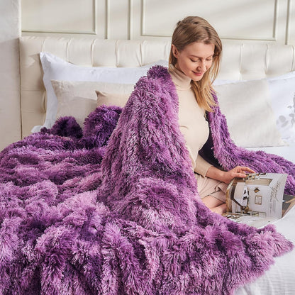 GONAAP Fuzzy Faux Fur Throw Blanket Tie-dye Violet Purple Super Soft Cozy Plush Fuzzy Shaggy Blanket for Couch Sofa Bed (Tie-dye Violet Purple, Throw(50"x60"))