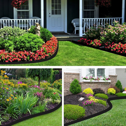 No Dig Landscape Edging Kit 60FT 2IN Tall with Scissors, Heavy Duty PP Material Garden Edging with 54 Anchoring Spikes, Edging for Landscaping, Garden, Black