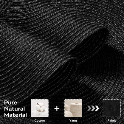 Leetaltree Round Placemats Heat and Slip Resistant Cotton Table Mats, Washable Bohemian Placemats for Dining Tables (Black, Set of 4)