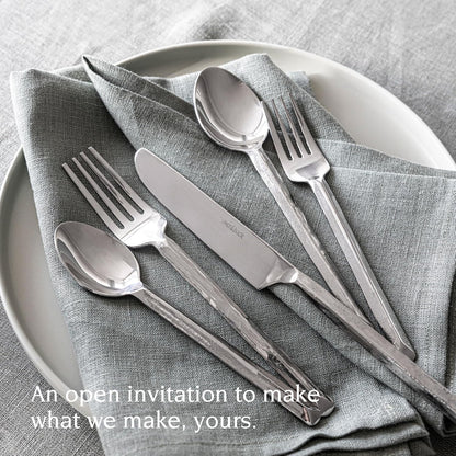 over&back 20pc Hand-Forged Flatware Cutlery Set - Comes with 4 Dinner Forks, 4 Salad Forks, 4 Dinner Knives, 4 Dinner Spoons, and 4 Teaspoons - Dishwasher-Safe - 18/8 Stainless Steel