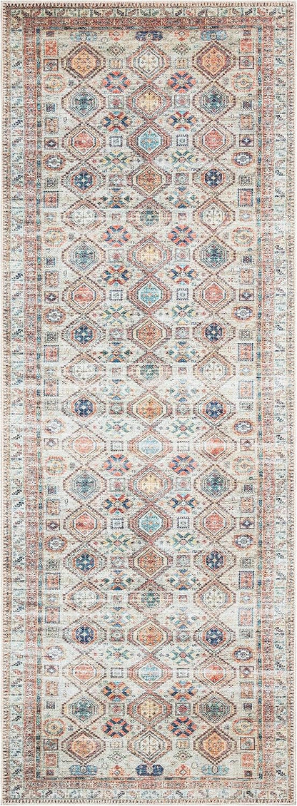 Keen Home Design 2x7 Rug - Machine Washable Runner Rug with Non-Slip Backing, Ideal for Hallway, Entryway, Kitchen, Laundry Room - Vintage, Easy Clean, Durable, Low Pile Rug - (2'6" x 7')
