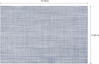 Placemats Set of 6 Washable Indoor/Outdoor Vinyl Place Mats for Dining Table Durable Non-Slip Heat Resistant PVC Weave Table Mats（Gray）