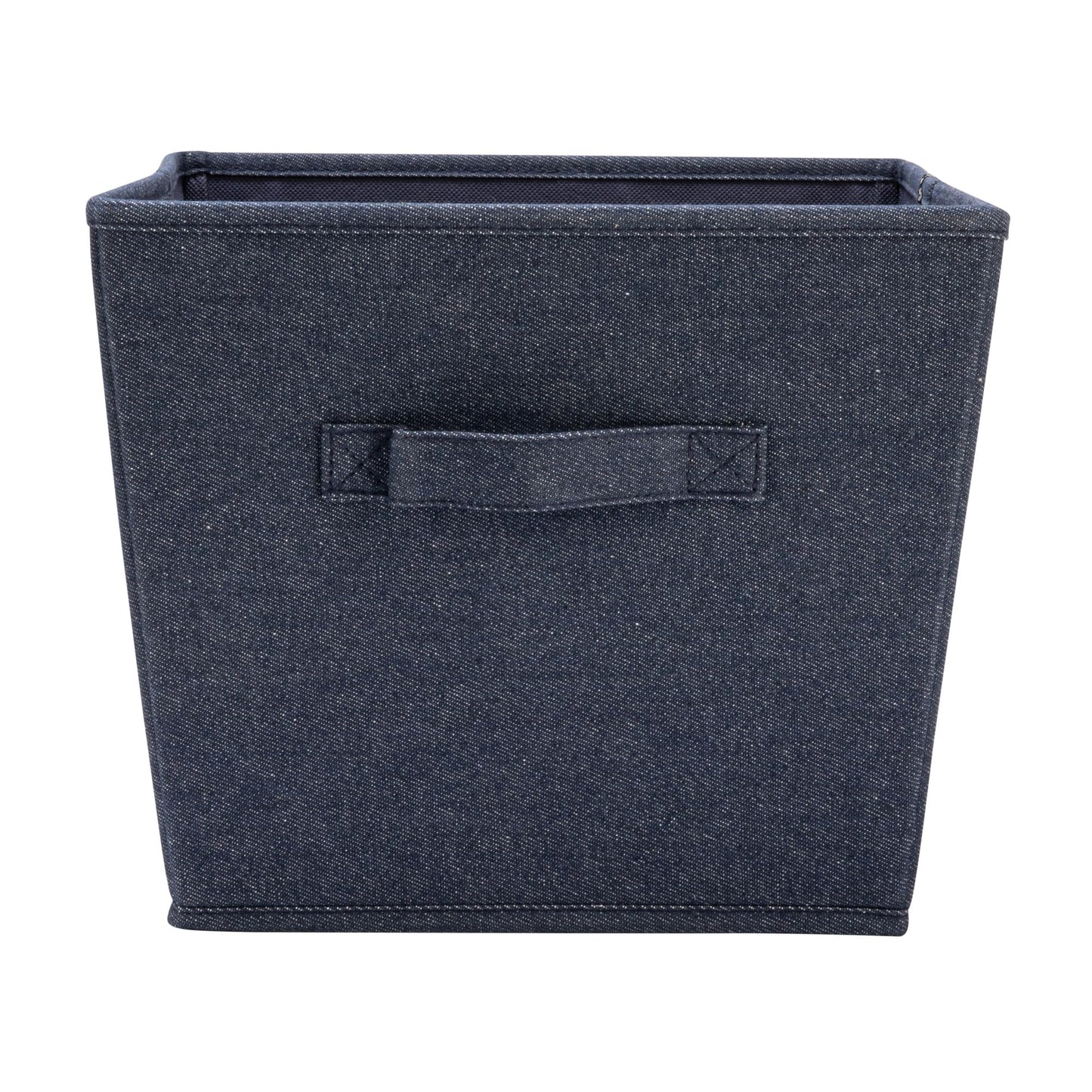 Household Essentials Tapered Fabric Hard-Sided Storage Bins with Cloth Handles, Set of 2, Denim