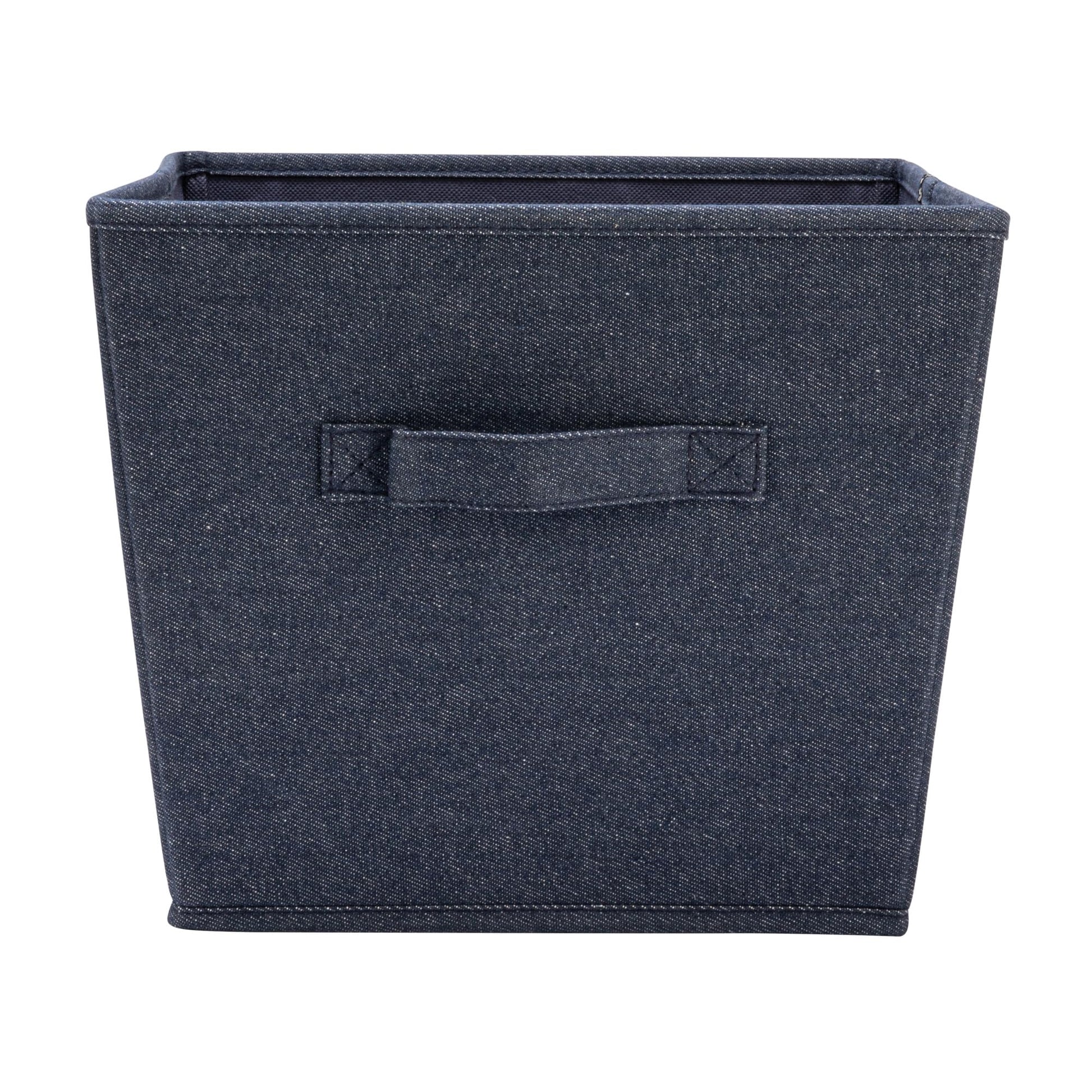 Household Essentials Tapered Fabric Hard-Sided Storage Bins with Cloth Handles, Set of 2, Denim