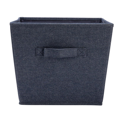 Household Essentials Tapered Fabric Hard-Sided Storage Bins with Cloth Handles, Set of 2, Denim
