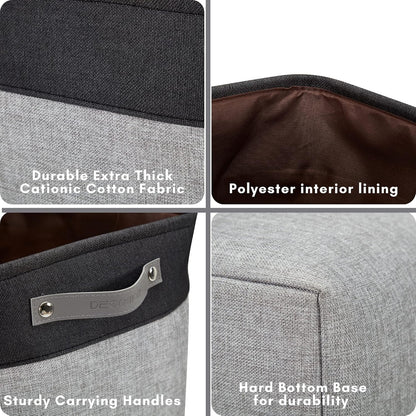 DECOMOMO Extra Large Storage Baskets 54.5L Fabric Storage Bins for Organizing Linen Closet, Toys, Nursery (Grey and Black, XXXL - 3 pack)