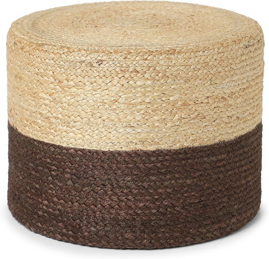 REDEARTH · Cylindrical Pouf Foot Stool Ottoman - Jute Braided Pouffe Poof Accent Sitting Footrest
