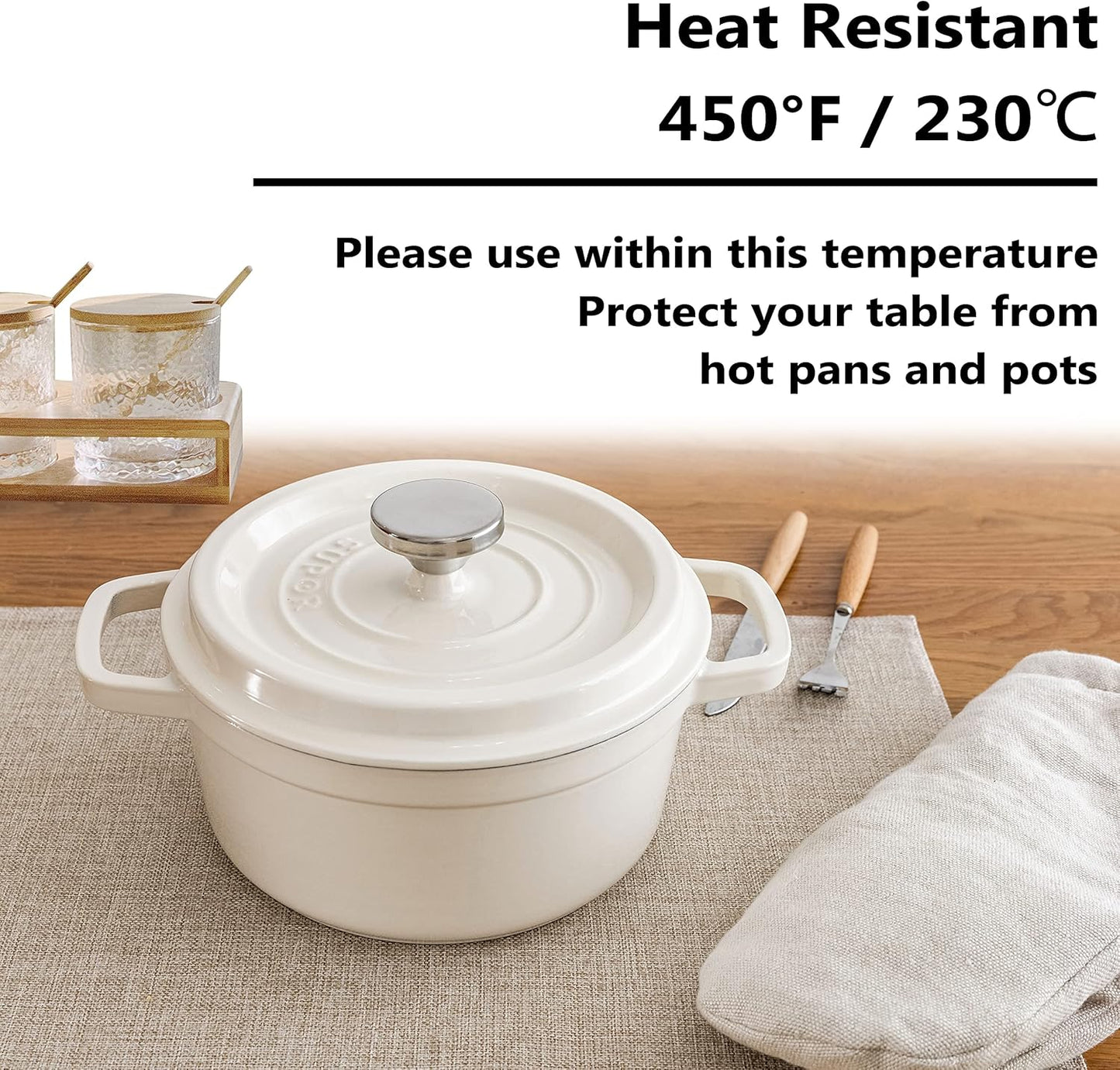 Home Brilliant Placemats Set of 4 Heat Resistant Dining Table Place Mats Plate Mat Cloth Placemats Spring Kitchen Table Mats Indoor Outdoor Dinner, Light Linen