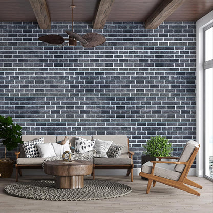 IZODEKOR 3D Brick Effect Wall Panels - Faux Brick Paneling for Living Room, Kitchen, Bathroom and More | Ash Smoke - Pack of 3, Covers 16 sq ft