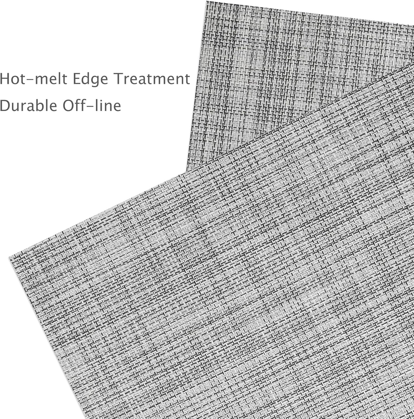 Myir JUN Placemats Set of 6, Vinyl Woven Placemats Place Mats Indoor Washable Table Mats Non-Slip Place mats for Dining Table (Light Gray, Set of 6)