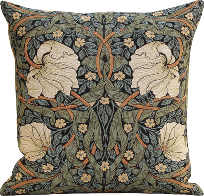 Charlotte Home Furnishings Pimpernel Blue Green Floral Throw Pillow Cover 18” x 18” – Double-Sided Tapestry Cushion Cover for Sofa, Couch, or Bed | 100% Cotton European Jacquard Woven