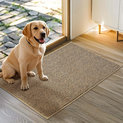 JSEI Dirt Trapper Door Mat 20"x32" Non-Slip Washable Entrance Mat, Dog Doormats, Absorbent & Fade-Resistant Floor Mats, Low Profile Welcome Mats for Entryway, Front Door, and Inside Entrance, Beige