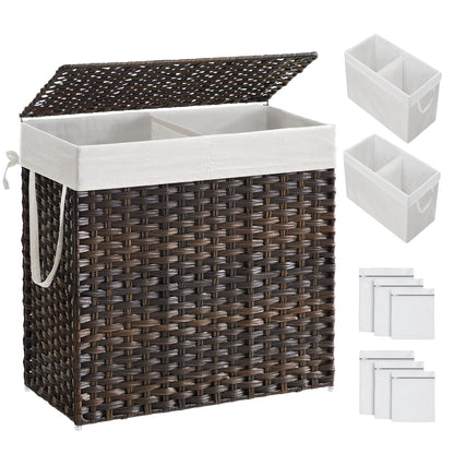 SONGMICS Laundry Hamper with Lid, 130L Wicker Laundry Basket