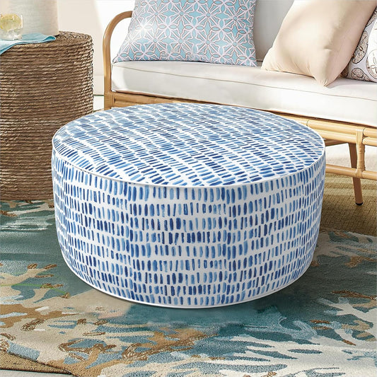 Inflatable Ottoman Stool D21 xH9 for Outdoor/Indoor Use, Water Repellent Patio Foot Rest Stool with