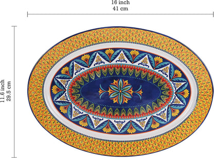 Bico Havana Ceramic 16 inch Oval Platter, Microwave & Dishwasher Safe