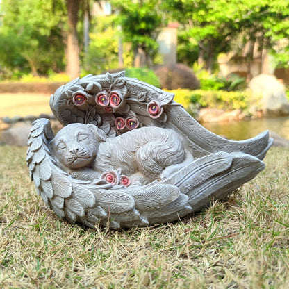 Solar Dog Garden Statues Outdoor Décor- Dog Figurines Solar LED Light Lawn Ornaments - Yard Decorations for Patio, Balcony, Backyard -Unique Birthday House Warming Gifts for Mom