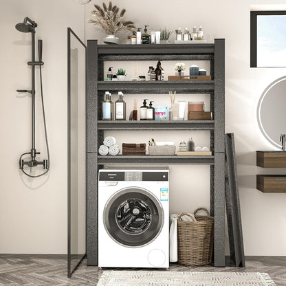 Over Washer and Dryer Storage Shelves,5 Tiers Laundry Room Standing Shelf,Adjustable Metal Shelving Unit,Space Saving Shelf, 63" H x 31.5" W x 15.7" D, Black
