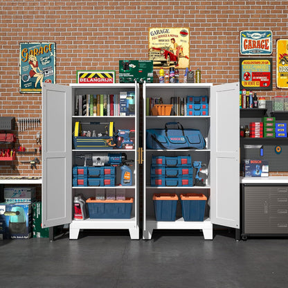 White Metal Storage Cabinet, 61" Steel Cabinets for Home Office, Kitchen Pantry Storage Cabinet with Doors and 3 Adjustable Shelves, Tool Cabinet, for Office, Home, Garage, School