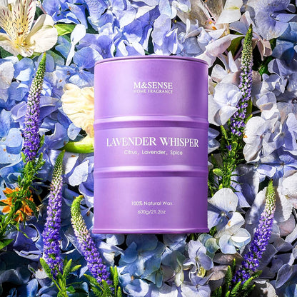M&SENSE Large Lavender Soy Candles for Home Scented 11.6oz 120 Hour Long Burning, Aromatherapy Candle for Stress Relief Meditation Relaxing, Appreciation Gifts for Mom Teacher Friends