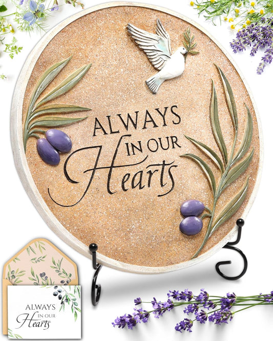 Spiritwind 10-Inch Garden Memorial Stone with Included Plaque Stand & Sympathy Card, Memorial
