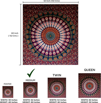 raajsee Turquoise Blue Tapestry- Tapestrys Mandala Wall Hanging- Hippie Tapestry For Bedroom Aesthetic-Size Medium (52x60 Inches / 132x152 Cms)