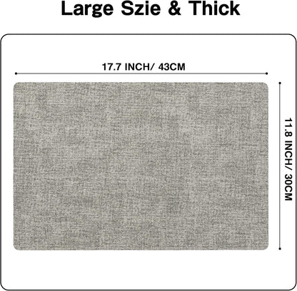 Chrysameld Vinyl Placemats Set of 4 - Faux Leather 100% Waterproof Oil-Proof Wipeable PU Place Mats, Heat Resistant Anti Slip Reversible Table Mats for Indoor & Outdoor Use,(17×12Inch, Light Grey)