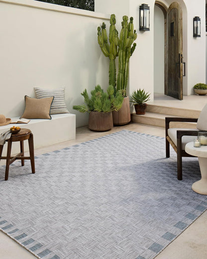 Loloi Amber Lewis Topanga Collection TOP-07 Silver/Blue 9'-2" x 12'-0" Indoor/Outdoor Area Rug