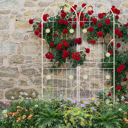 LZRS 2 Pack 71x20in Rustic Iron Arch Decoration Garden Trellis with Black Metal Coating – Perfect for Supporting Climbing Plants Outdoor, Roses, Vines, Flowers, and Vegetables.