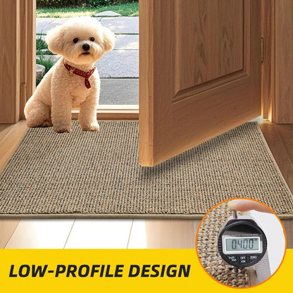 JSEI Dirt Trapper Door Mat 24"x60" Non-Slip Washable Entrance Mat, Dog Doormats, Absorbent & Fade-Resistant Floor Mats, Low Profile Welcome Mats for Entryway, Front Door, and Inside Entrance, Beige