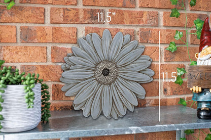 NAT & Jules Gerbera Daisy Flower Shaped Dimensional Indoor Outdoor 12 inch Cast Resin Decorative Garden Stepping Stone, Patio, Walkway Sculpture Yard Art, Stone Grey