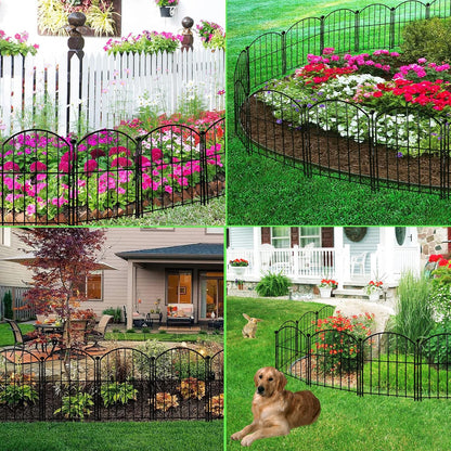 Decorative Garden Fence 17in x26ft, 26 Pack Rustproof Metal No Dig Fence Animal Barrier for Dog, Arched Flower Bed Edging Ornamental Wire Border Panel Fencing for Yard Patio Outdoor Decor