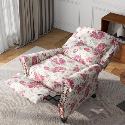 UIXE Pushback Recliner Chair, Fabric Armchair Push Back Accent Chair, Rivet Trim Club Chair Home Theater Overstuffed Single Sofa Reading Seat for Living Room, Pattern