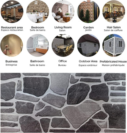 Dundee Deco 3D Wall Panels - Cladding, Charcoal Grey Silver Stone Look Wall Paneling, Styrofoam Facing for Interior and Exterior Applications, DIY, Set of 10, Covers 54 sq ft